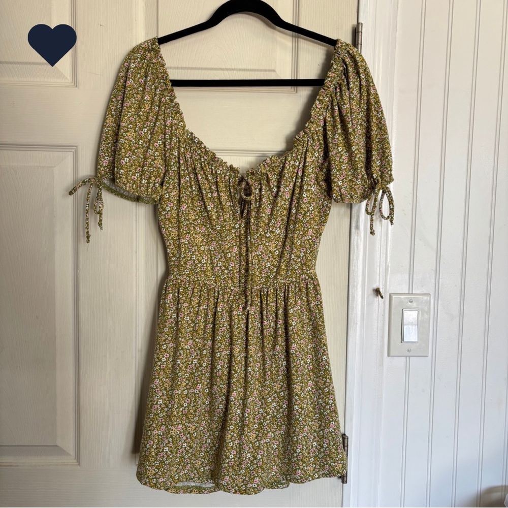 Urban Outfitters Eden Backless Floral Puff Sleeve Dress Playsuit Skort